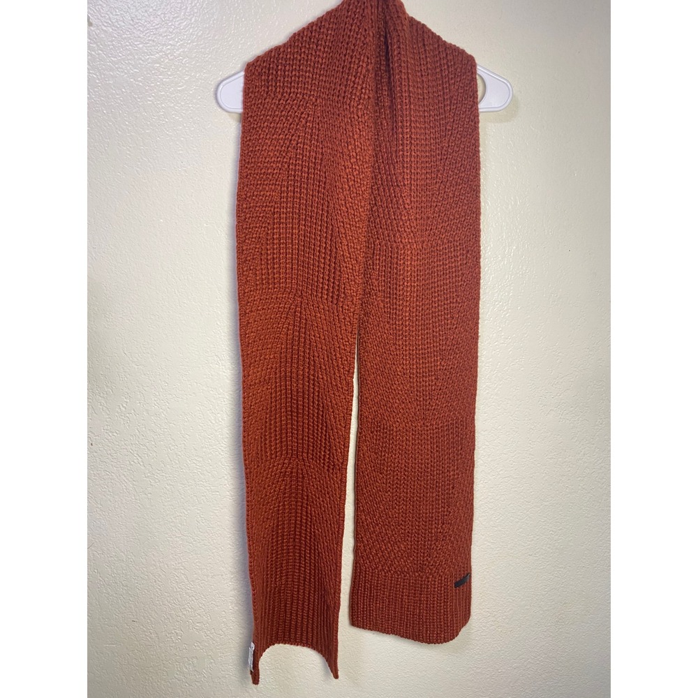 Rebecca Minkoff Waffle Knit Scarf Burnt Burnt Orange Chunky Winter Designer